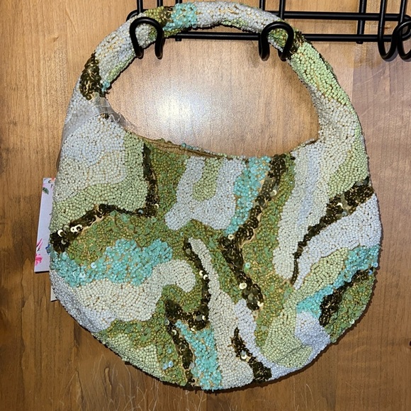 Made In India | Shades of Green Beaded Handbag - Picture 5 of 6